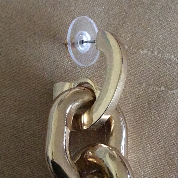 PURPLE and GOLD ACRYLIC CHAIN POST EARRINGS - Picture 4 of 5